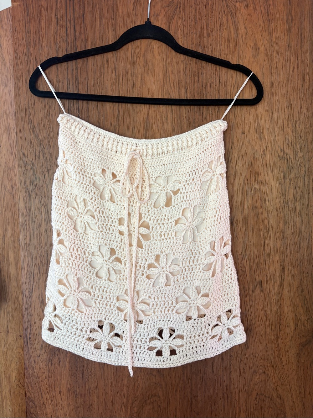 Mable Cream Crochet Floral Strapless Top